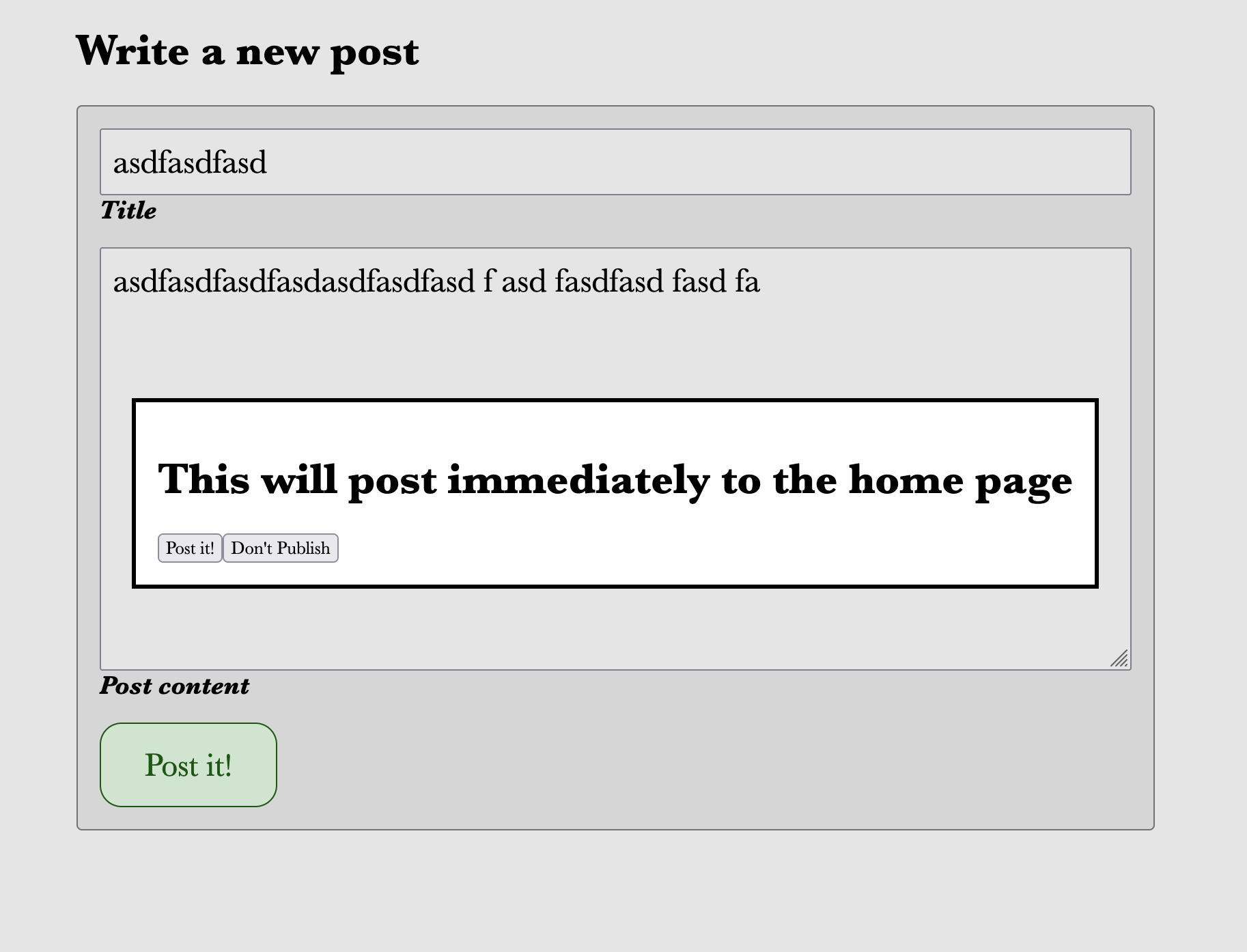Screenshot showing the browser's styling of a dialog element